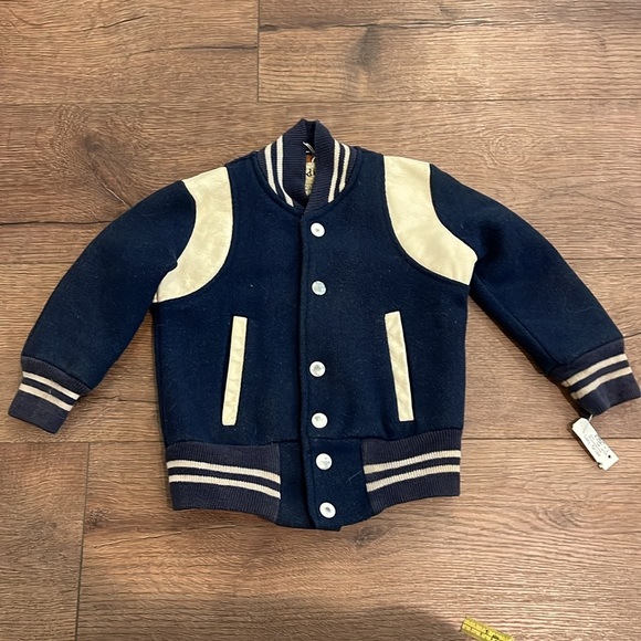 Vintage 50s Toddler Kentucky Letterman Jacket Wool Leather Lined Snap Pockets 3 - Picture 2 of 5